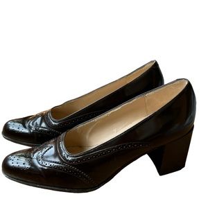 Adrienne Vittadini Shoes Women's Brown Leather Pump Heel Size: 6.5